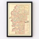 Vintage Map of Hale County, Alabama 1870