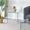 Tempered Bent Glass Sidetable, Transparent End Table, Sofa Table, Premium Glass, Multi Purpose Design - Transparent by HouseOfZazla