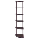 Corner Bookcase With 5 Shelves, Compact Design For Living Room - Cappuccino