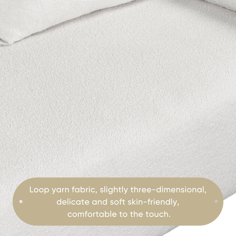 82x36" Modern Loop Yarn Fabric Sofa, One-Piece Seat Frame, Minimalist 2-3 Seat Couch Easy to Install, Loveseats with Extra Wide Domed Arms for Living Room, Bedroom, Apartment, Office(2 Pillows)