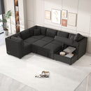 U-Shaped Sectional Sofa Pull Out Sofa Bed With Two USB Ports, Two Power Sockets, Three Back Pillows And A Storage Chaise For Living Room by Unique Piece Furniture