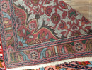 3' 2' X 5' 1" Handmade Floral Wool Rug Red Beige /Ivory
