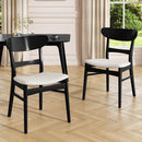 Set of 2 Mid-Century Dining Chairs - Upholstered Seat, Rubberwood Legs by HouseOfZazla