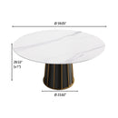 59.05" Modern Artificial Stone Round Panel Metal Iron Base Dining Table, Can Accommodate 8 People, (Not Including Chairs) - White / Black by Unique Piece Furniture