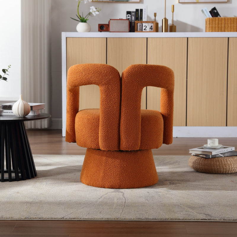 360 Degree Swivel Cuddle Barrel Accent Chairs, Round Armchairs with Wide Upholstered, Fluffy Fabric Chair for Living Room, Bedroom, Office, Waiting Rooms