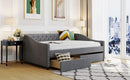 Upholstered Daybed With Two Drawers, Wood Slat Support by HouseOfZazla