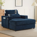 Modern Style Armchair Chaise Lounge Sofa Couch With Movable Storage Ottoman, USB Ports, Cup Holders, Phone Holder, Side Pockets by HouseOfZazla