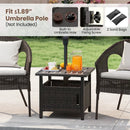 Outdoor Side Table with 1.93" Umbrella Hole All-Weather PE Wicker Patio Umbrella Table-Brown by LJGDeals