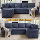 Convertible U-Shaped Sectional Sofa Bed With USB Ports And Storage by HouseOfZazla
