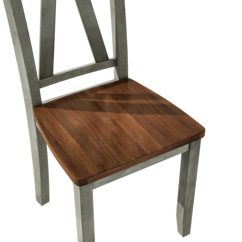 6-Piece Wood Dining Table Set Kitchen Table Set with Long Bench and 4 Dining Chairs, Farmhouse Style, Walnut+Gray