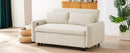 57.48" Pull-out Sofa Bed Convertible Couch 2 Seat Loveseat Sofa Modern Sleeper Sofa with Two Throw Pillows and USB Ports for Living Room, Beige