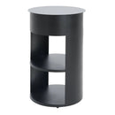 Indoor 3-Tier Metal Round Side Table with Sliding Door Cabinet by HouseOfZazla