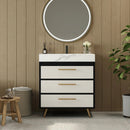 Modern Free-Standing Bathroom Vanity with Ceramic Vessel Sink & Durable Sintered Stone Top by HouseOfZazla