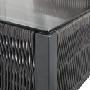 4-Piece Rope Patio Furniture Set, Outdoor Furniture with Tempered Glass Table, Patio Conversation Set Deep Seating with Thick Cushion for Backyard Porch Balcony (Grey)