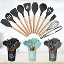 Silicone Kitchen Utensil Set: Heat-Resistant Wooden Handles by LJGDeals