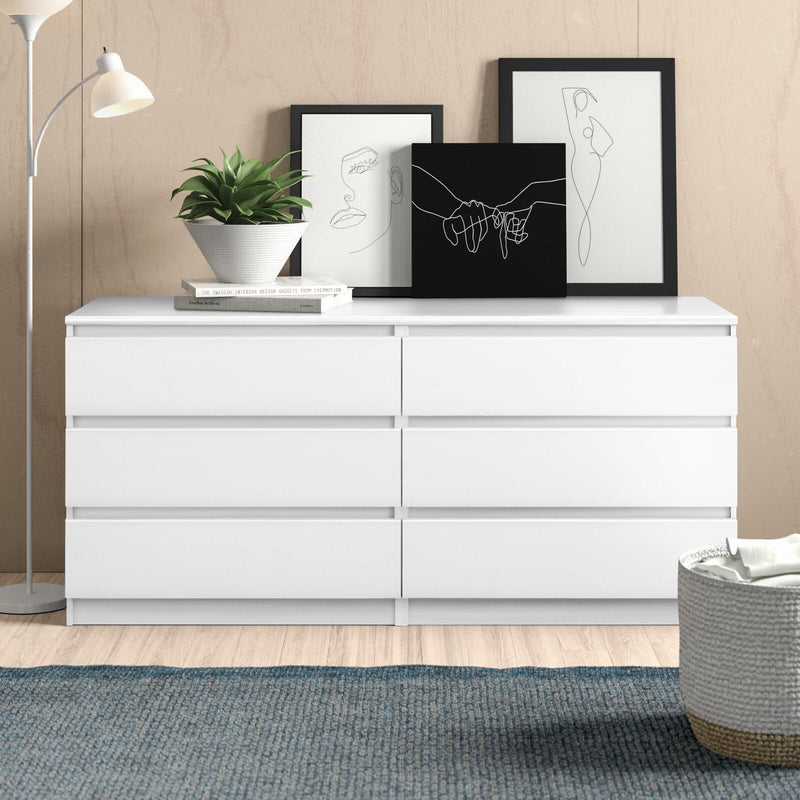 6 Drawer Double Dresser for Bedroom Living Room Hallway,white