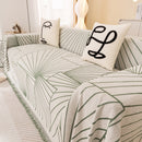 Modern Minimalist Chenille Line Pattern Sofa Cover, Dust and Scratch Resistant Throw Blankets for Couch