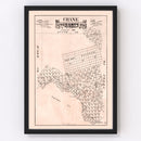 Vintage Map of Crane County, Texas 1888