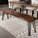 Neve - Sheesham Live Edge Dining Bench With Hairpin Legs - Gray by HouseOfZazla