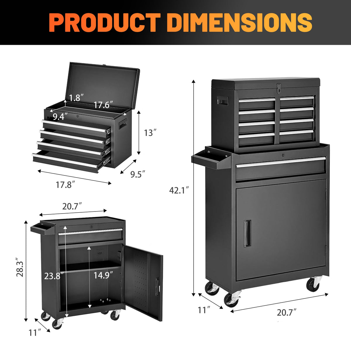 5-Drawer Rolling Tool Storage Cabinet, photo 7 of 9