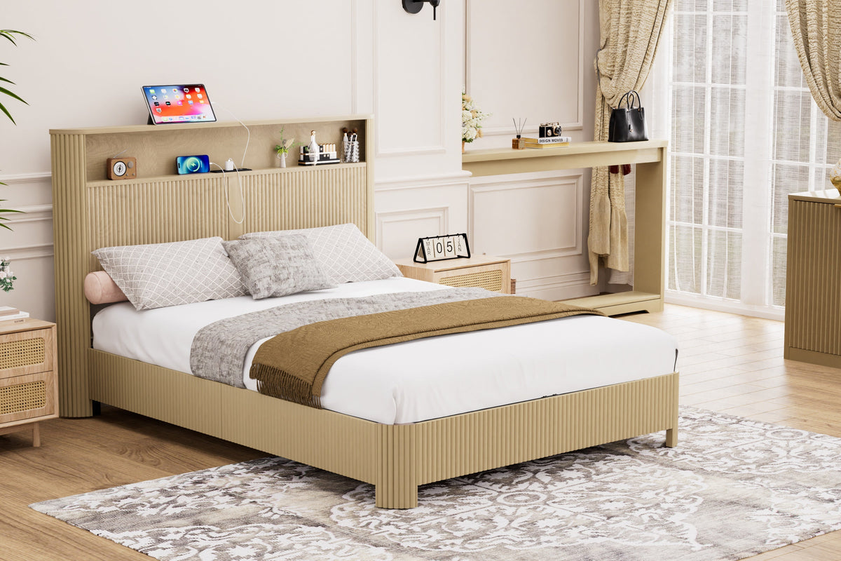 Queen Size Bed Frame With Storage Headboard, photo 4 of 10