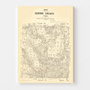 Vintage Map of Denton County, Texas 1879