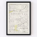 Vintage Map of Eastland County, Texas 1890