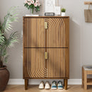 Slim Shoe Storage Cabinet with 2 Flip Drawers & Gold Handles