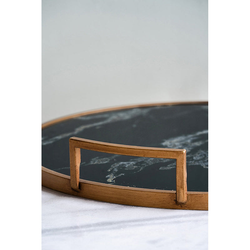 S/2 Round Decorative Tray with Abstract Marbled Design, photo 3 of 10