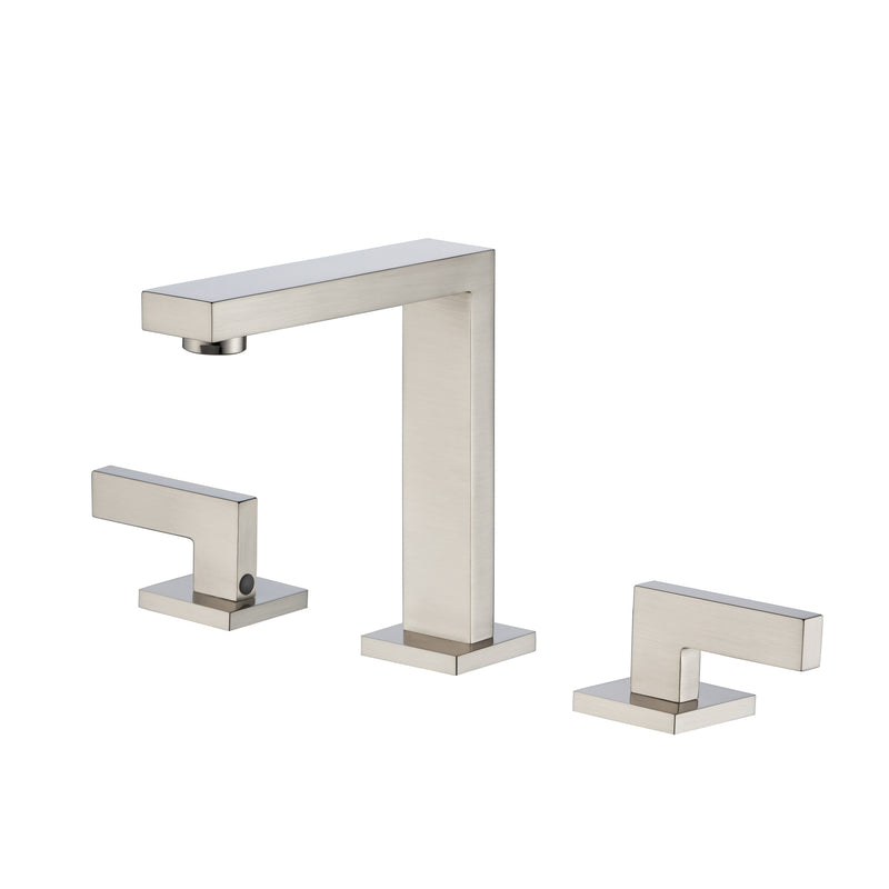 8 inch Widespread Bathroom Faucet Matte Black Bathroom Faucets for Sink 3 Hole Brass 2 Handle Lavatory Square Faucet Modern rv Bathroom Faucets