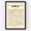 Vintage Map of Gray County, Texas 1888