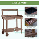 36" Wooden Potting Bench Work Table with 2 Removable Wheels, Sink, Drawer & Large Storage Spaces, Brown
