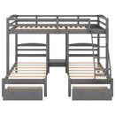 Full Over Twin & Twin Bunk Bed, Triple Bunk Bed With Drawers - Gray by Unique Piece Furniture