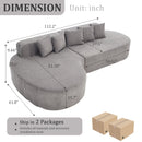 110.2" * 62" Boneless Sectional Curved Sofa with 5 Pillows