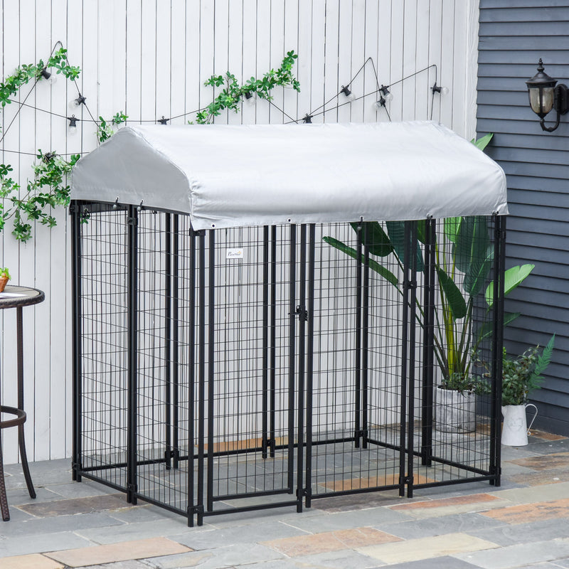 6' x 4' x 6' Dog Playpen Outdoor, Dog Kennel Dog Exercise Pen with Lockable Door, Water-resistant Canopy, for Medium and Large Dogs