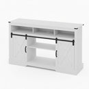 Farmhouse TV Stand With Sliding Barn Doors & Adjustable Storage