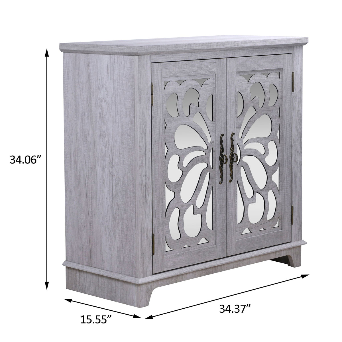 Elegant Sideboard With 2 Acrylic Mirrored Doors, Adjustable Shelf Storage, photo 10 of 38