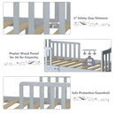 Classic Design Kids Wood Toddler Bed Frame with Two Side Safety Guardrailss-Gray