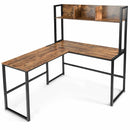 Reversible L-Shaped Corner Desk with Storage Bookshelf
