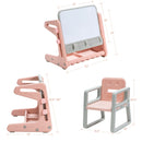2 in 1 Kids Easel Table and Chair Set with Adjustable Art Painting Board