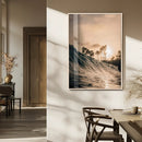 Golden Hour Ocean Wave Wall Art Canvas Print – Framed