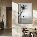 Black White Palm Tree Wall Art Canvas Print – Framed