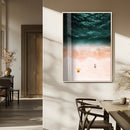 Aerial Serenity Wall Art Canvas Print – Gentle Waves Peach