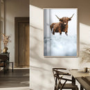 Highland Cow Wall Art Canvas Print – Framed Horned Scottish