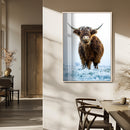 Highland Cow Wall Art Canvas Print – Framed Frosty Winter by MyGreatCanvas | Canvas Wall Art Prints | Photo Prints & Wall Decor