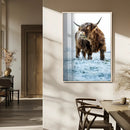 Minimalist Scottish Highland Cow Wall Art Canvas Print –