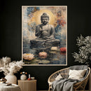 Serene Buddha with Lotus Flowers | Tranquil Meditation Art | by MyGreatCanvas | Canvas Wall Art Prints | Photo Prints & Wall Decor