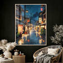 Tokyo Tea House Canvas Wall Art — Japan Rainy Night Street by MyGreatCanvas | Canvas Wall Art Prints | Photo Prints & Wall Decor