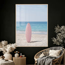 Pink Surfboard Canvas Wall Art, Minimalist Beach Photography by MyGreatCanvas | Canvas Wall Art Prints | Photo Prints & Wall Decor