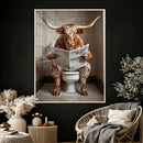 Funny Bathroom Canvas Wall Art, Texas Longhorn on Toilet by MyGreatCanvas | Canvas Wall Art Prints | Photo Prints & Wall Decor